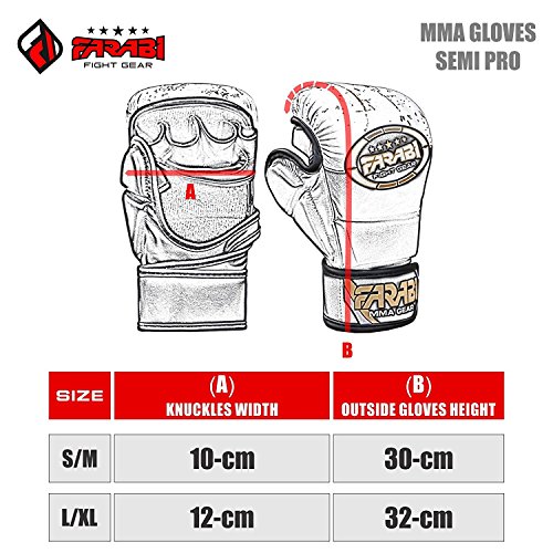 Farabi Sports – Guantes de boxeo guantes artes marciales guantes guantes de boxeo, guantes de boxeo jaula glovesfighting guantes de combate guantes UFC guantes guantes guantes de entrenamiento (Black/White, L/XL)