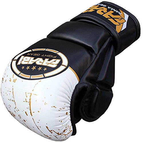 Farabi Sports – Guantes de boxeo guantes artes marciales guantes guantes de boxeo, guantes de boxeo jaula glovesfighting guantes de combate guantes UFC guantes guantes guantes de entrenamiento (Black/White, S/M)