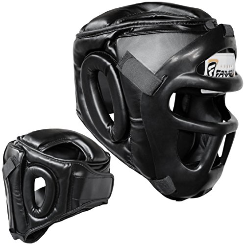 Farabi Sports Guardia Protector de Cabeza Cara de Ahorro de Casco con la Cara Frontal extraíble Grill (Black, Large)