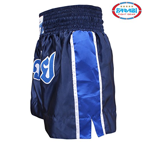 Farabi Sports Muay Thai Shorts - Pantalones Muay Thai para Entrenamiento, Lucha contra jaulas, Ejercicio, Uvas, Corriendo y Artes Marciales (Navy Blue, XL)