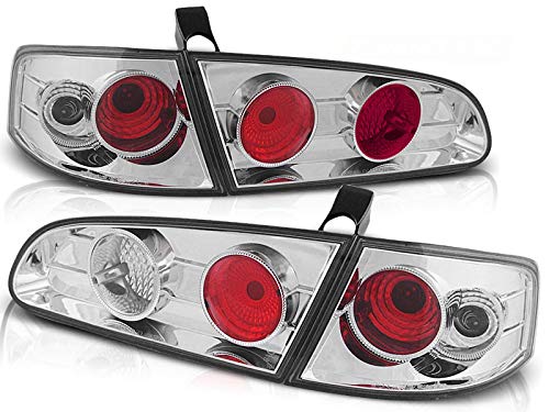 Faros traseros compatibles con Seat Ibiza 6L 2002 2003 2004 2005 2006 2007 2008 Saloon Hatchback GV-1972 - Juego completo de luces traseras para montaje de faros traseros (1 par), color cromado