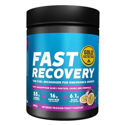 FAST RECOVERY|Recuperador muscular con BCAA, Carbohidratos y Proteína Aisalada de Suero|GoldNutrition|Sabor Maracuyá 600g