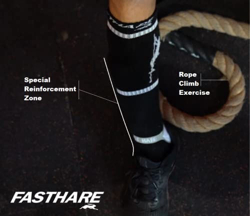 FastHare® Calcetines Reforzados, Calcetines Rope Climb, Box Jump, Escalar la Cuerda, Calcetines de Gimnasia, Protección Espinillas - Unisex