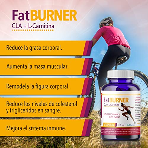 FATBURNER - CLA + L-Carnitina Premium - 60 cápsulas - Alta potencia y quemagrasas - Adelgazar rápido -1 cápsula al día