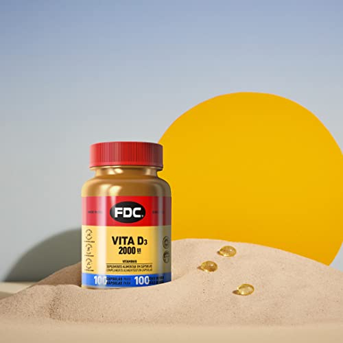 FDC Vitamina D3 2000UI para Fortalecer los Huesos y Músculos, 100 Cápsulas