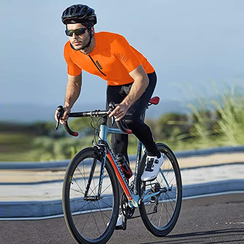 feiXIANG Maillot Ciclismo Hombre,Camiseta Manga Corta Bicicleta Verano de Ciclistas Cycling, Naranja, M