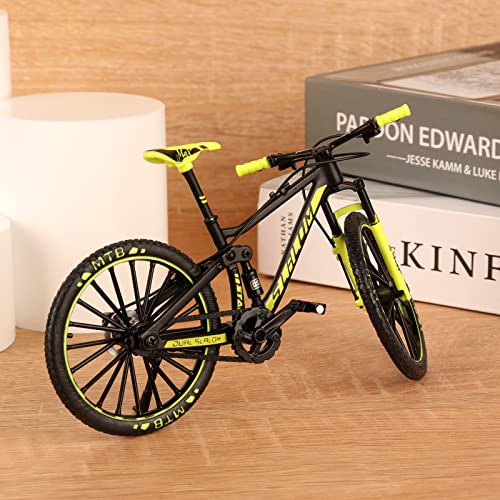 FENGQ Modelo de Bicicleta de 1:10 Dedos, Juguete Modelo de Bicicleta de montaña, Mini Juguete Modelo de Bicicleta, Bicicleta de Dedos en Miniatura para Juguetes de niños (Verde)