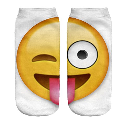 Ferocity Calcetines Divertidos Tema de Deporte de los Modelos Lindo de algodón de Colores 3D Funny Emoji Lingua Grande Emoji Tongue Big [001]