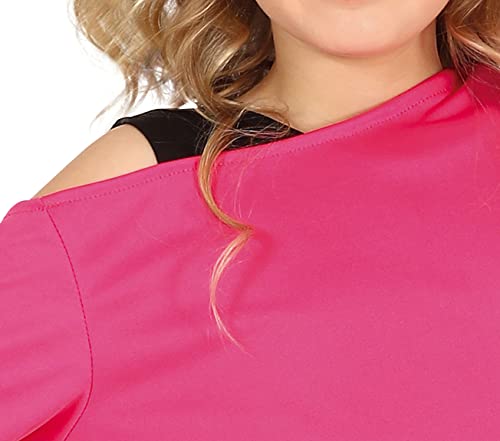 FIESTAS GUIRCA Disfraz de Gimnasta Años 90 Niña - Atuendo Infantil Años 80 con Camiseta Rosa y Mono Multicolor para Niñas de 7-9 Años