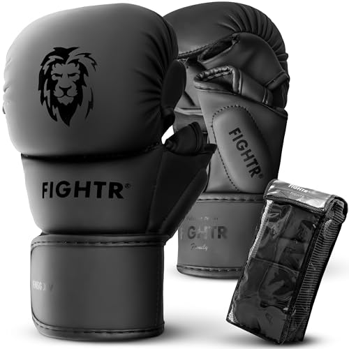 FIGHTR® Guantes de sparring MMA con el mejor ajuste para la máxima estabilidad | con acolchado extra grueso | para sparring, MMA, boxeo, kickboxing y artes marciales 07 oz | incluye bolsa de