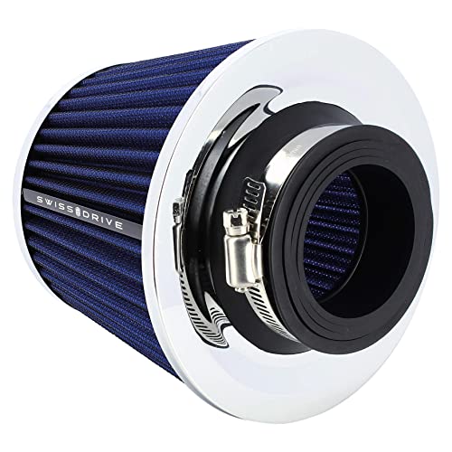 Filtro de Aire Universal para Coche Incluye 4 Adaptadores 60mm 65mm 70mm 77mm Filtro de Aire Abierto Entrada Alto Flujo Limpiador de Aire Color Azul