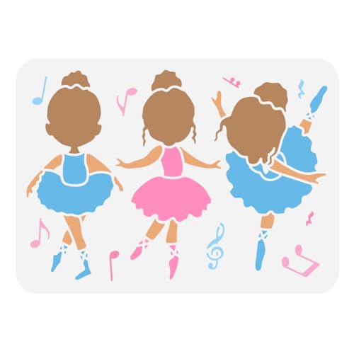 FINGERINSPIRE Plantilla de bailarina de ballet para pintar, 21 x 29,7 cm, plantilla de dibujo reutilizable para niñas pequeñas, mujer grande, bailarina, silueta, plantilla de dibujo de notas