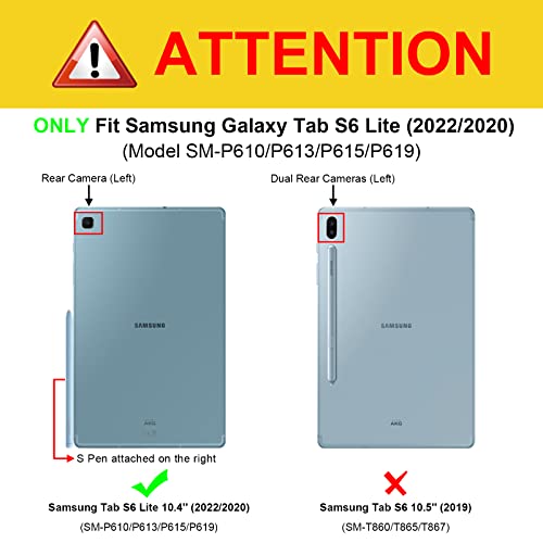 Fintie Funda Compatible con Samsung Galaxy Tab S6 Lite de 10.4" (2022/2020) con Soporte para S Pen - Trasera Transparente Mate Carcasa Ligera con Auto-Reposo/Activación, Azul Claro