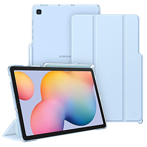Fintie Funda Compatible con Samsung Galaxy Tab S6 Lite de 10.4" (2022/2020) con Soporte para S Pen - Trasera Transparente Mate Carcasa Ligera con Auto-Reposo/Activación, Azul Claro