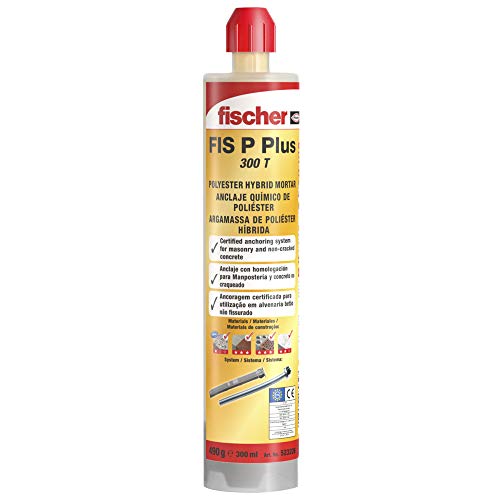 fischer | FIS P PLUS 300 T taco quimico ,resina poliester para fijar toldos, antena tv, escalera en hormigon, ladrillo hueco (300ml)