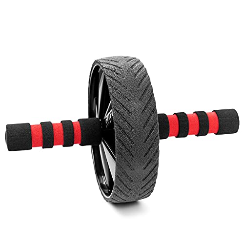 FITFIU Fitness ABWHEEL-180 - Rodillo abdominales con rueda de 15cm, mangos acolchados y base deslizante, Ab roller con alfombrilla, para fortalecer core y abdominales