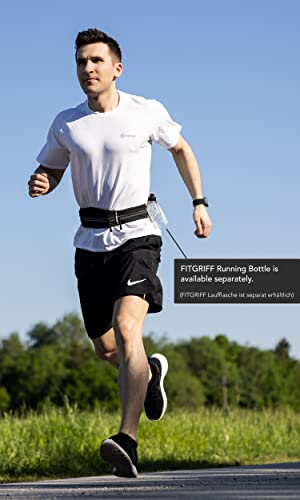Fitgriff® Cinturón para Correr, Riñonera Running, Cinturón Deportiva Impermeable para Deportes o Viaje al Aire Libre - Mujer & Hombre (65-110cm, Black)