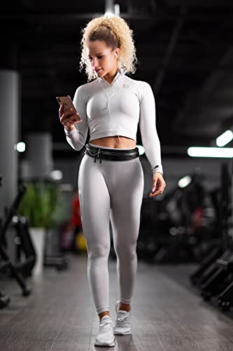 Fitgriff® Cinturón para Correr, Riñonera Running, Cinturón Deportiva Impermeable para Deportes o Viaje al Aire Libre - Mujer & Hombre (65-110cm, Black)