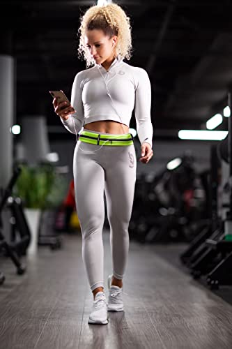 Fitgriff® Cinturón para Correr, Riñonera Running, Cinturón Deportiva Impermeable para Deportes o Viaje al Aire Libre - Mujer & Hombre (65-110cm, Neon Yellow)