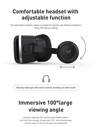 FIYAPOO 3D VR Gafas de Realidad Virtual, Visión Panorámico 360 Grado Película 3D Juego Immersivo para Móviles 4.7-6.6 Pulgada (con Auriculares)