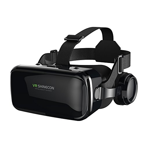 FIYAPOO 3D VR Gafas de Realidad Virtual, Visión Panorámico 360 Grado Película 3D Juego Immersivo para Móviles 4.7-6.6 Pulgada (con Auriculares)