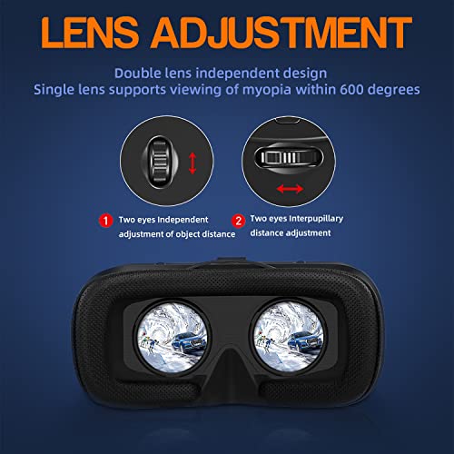 FIYAPOO 3D VR Gafas Realidad Virtuales VR Glasses Visión Panorámico 360 Grado Película 3D Juego Immersivo para Móviles 4.7-6.53 HD Pulgada Inteligentes por Android/iPhone Regalos (Negro)