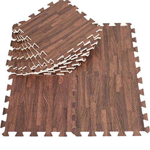 FJROnline Alfombra de suelo de grano de madera, 10 azulejos entrelazados de espuma para gimnasio y decoración del hogar, 30 cm x 30 cm