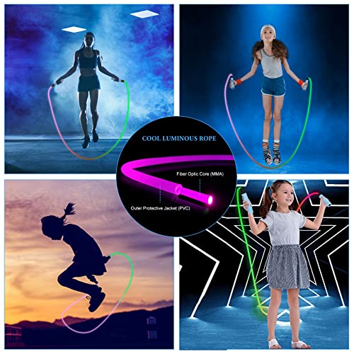Flintronic Cuerda de Saltar Luminada LED, Cuerda de Saltar Niños Adultos, Cuerda de Saltar Luminada de Longitud Ajustable, Fitness Deportes al Aire Libre Cuerda Luminada-Azul