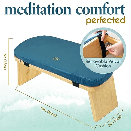 Florensi Banco de meditación (45,7 x 17,8 x 15,2 cm), bambú, Taburete Plegable y ergonómico, Banco de oración Resistente, cómodo para arrodillarse o Sentarse, meditación
