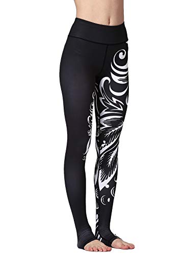 FLYILY Pantalón Deportivo de Mujer,Yoga de Cintura Alta,elásticos y Transpirables para Mujer,Impresión de Fitness Gym Yoga Pantalon(Blacktail,S)