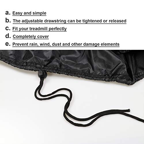 Flymer Cubierta impermeable para cinta de correr para el hogar no plegable máquina de correr cubierta al aire libre con cremallera y cordón negro 200x95x150cm