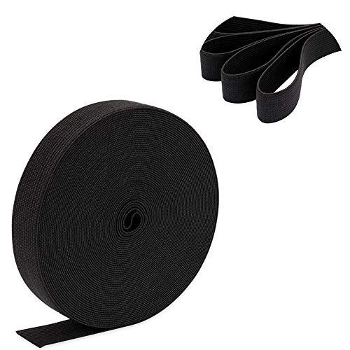 FLZONE 25MM 10 Metros Banda Elástica Negra Bandas Elásticas Planas Cordón Elástico para Coser Cinturones y Manualidades