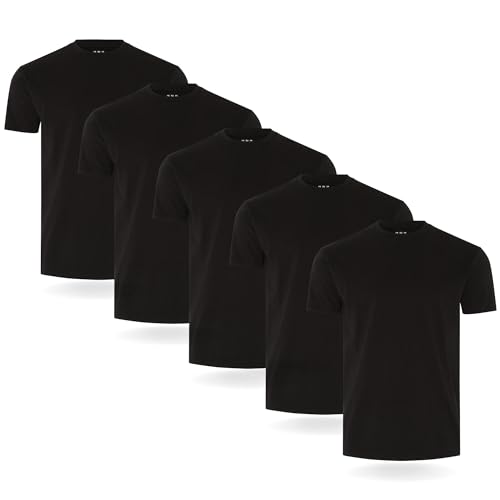 FM London Camiseta (paquete de 3/5) T-Shirt para Hombre, Negro (Pack de 5), M