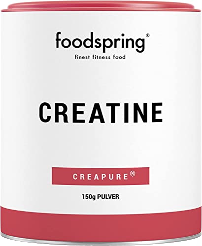 foodspring Creatina en polvo, 150g, monohidrato de creatina puro para el crecimiento muscular, la fuerza y la resistencia, Made in Germany