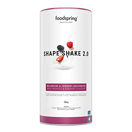 foodspring Shape Shake 2.0 Yogur & Frutas Rojos - batido completo, sustitutivo de comida con proteína premium para controlar el peso, 209 kcal por ración, sin gluten - 900g