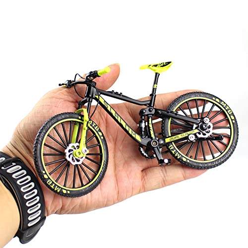 Foreverup Mini Bike Finger Bike,1:10 Dedo Mountain Bikes,Modelo de Dedo de Bicicleta en Miniatura,Mini Bicycle Toy,Mini Bend Bicicleta Modelo para niños Oficina Decoración del hogar(Verde Claro)