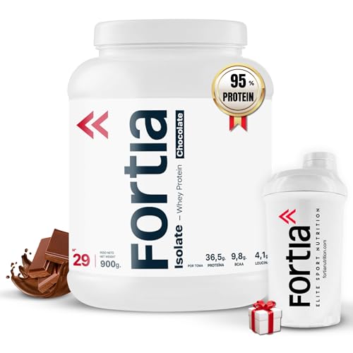 FORTIA Proteina Isolada 100% | Proteinas para Masa Muscular - Whey Protein Isolate | Proteina en Polvo - Materias Primas Europeas de Primera Calidad | 100% Isolate para Atletas (Chocolate, 900 g)