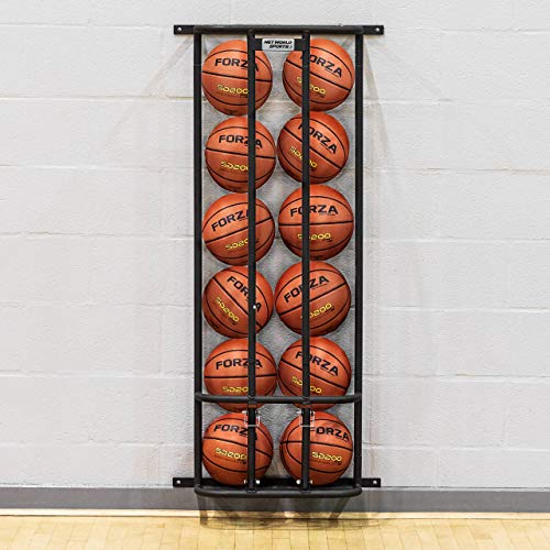 FORZA Soporte Portabalones Fijo de Pared – Estantería Guardapelotas de Acero para Balones de Baloncesto, Fútbol, Voleibol, Balonmano (Armario Seguro con Candados) (18 balones)