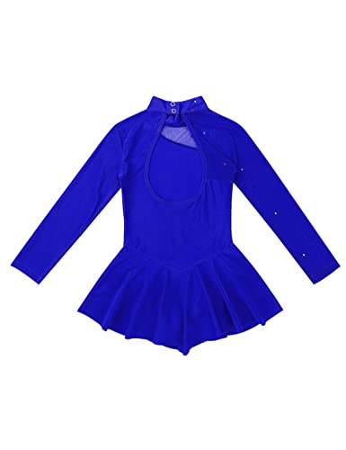 Freebily Vestido de Danza Patinaje Sobre Hielo para Niña Leotardo de Manga Larga Maillot de Gimnasia Rítmica Competición Vestido de Bailarina Ballet Azul Oscuro 12 años