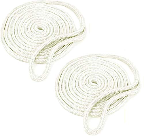FreeTec Cuerda de amarre de nailon para barco, 2 piezas, con ojo, 12 mm de diámetro, 4,5 m de largo, color blanco