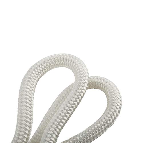 FreeTec Cuerda de amarre de nailon para barco, cuerda de amarre con ojo, 15 mm de diámetro, 7 m de largo, color blanco