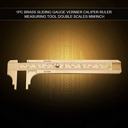 FTVOGUE Vernier Caliper Brass Gauge Deslizante Regla Herramienta de Medición Mini Pocket Ruler doble escala mm/inch(100mm)
