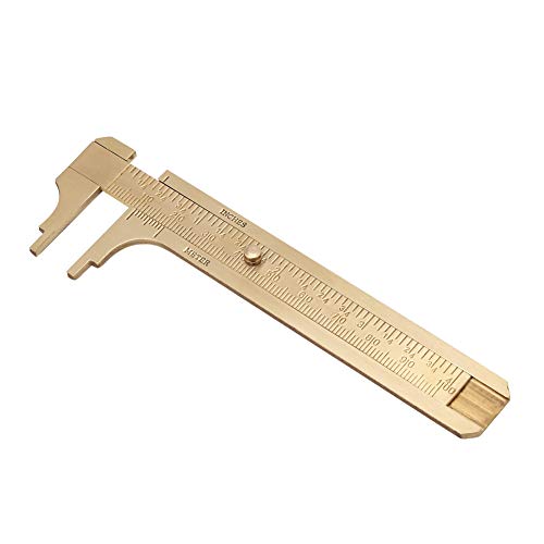FTVOGUE Vernier Caliper Brass Gauge Deslizante Regla Herramienta de Medición Mini Pocket Ruler doble escala mm/inch(100mm)
