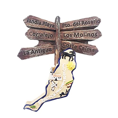 Fuerteventura España 3D mapa calle signo imán de nevera regalo recuerdo, resina hecha a mano Fuerteventura imán refrigerador colección decoración hogar y cocina