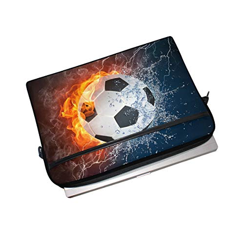 Funda para portátil, diseño de balón de fútbol en el fuego y agua, funda protectora para ordenador de 3 capas con cremallera duradera para Lenovo Hp MacBook Pro de neopreno, cuaderno 14 15 15,4 p