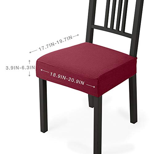 Fundas elásticas para sillas Pack de 6 Fundas para Asiento de Comedor,Diseño Jacquard Cubiertas Extraíbles y Lavables-Decor Restaurante(Paquete de 6,Burdeos)-B