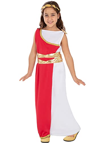 Funidelia | Disfraz de romana para niña Roma, Gladiador, Centurión - Disfraz para niños y divertidos accesorios para Fiestas, Carnaval y Halloween - Talla 3-4 años - Granate