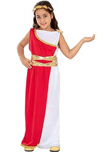 Funidelia | Disfraz de romana para niña Roma, Gladiador, Centurión - Disfraz para niños y divertidos accesorios para Fiestas, Carnaval y Halloween - Talla 3-4 años - Granate
