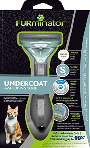 FURminator deShedding, Tool para gatos pequeños de pelo corto, Cepillo talla S para gatos pequeños para eliminar el pelo suelto, Diseño mejorado