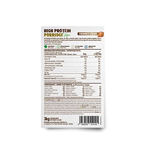 Gachas de Avena Proteicas Veganas de HSN | Sabor Caramelo Salado 3 Kg = 60 Tomas de Porridge Proteico de Avena Integral y Proteína de Guisante y Arroz | Fácil y Rápido de Preparar